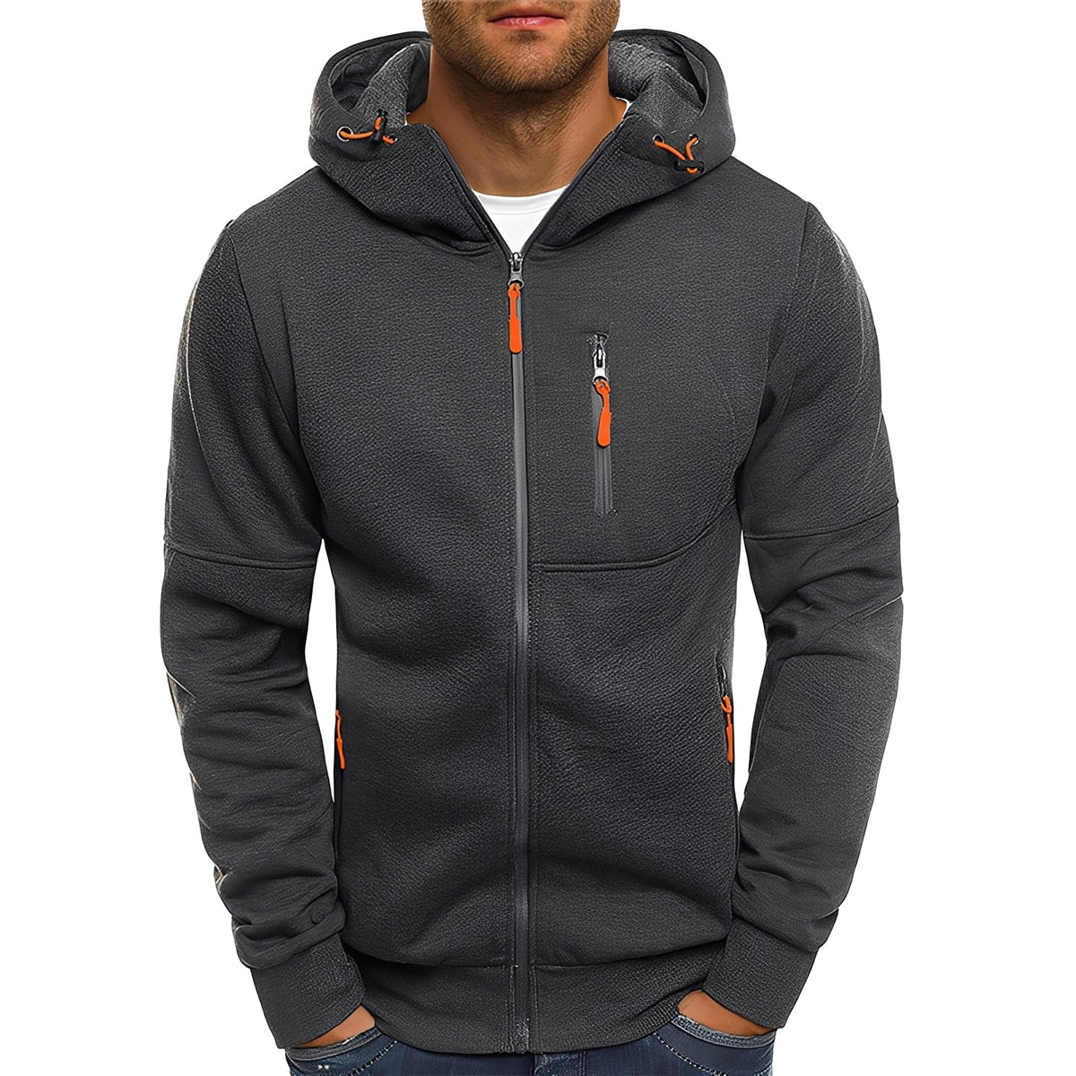 ModeGeist | Moderne Fleecejacke mit Kapuze für Herren