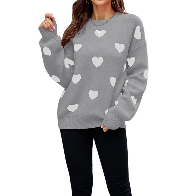 Damen kuscheliger Strickpullover mit Herzmotiv ModeGeist