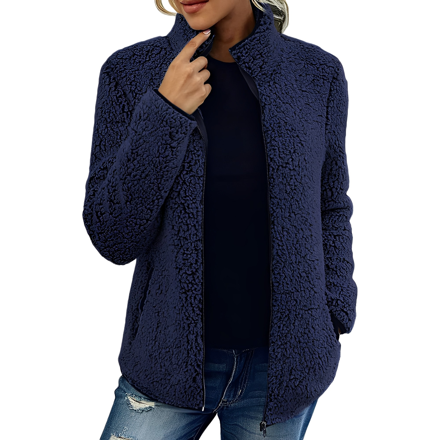 ModeGeist | Eleganter Fleece-Veloursmantel für Damen