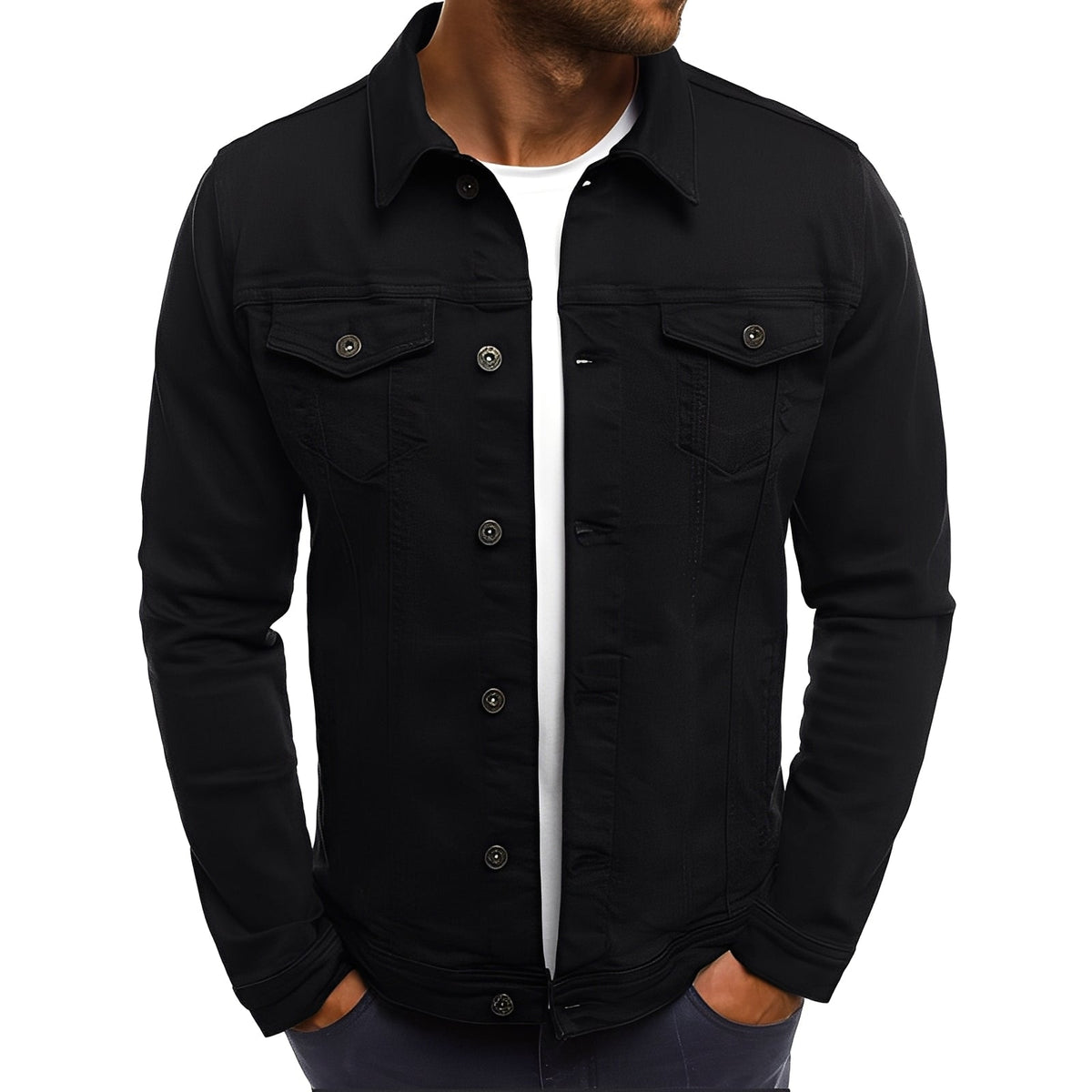 ModeGeist | Stylische Denimjacke mit Taschen für Männer