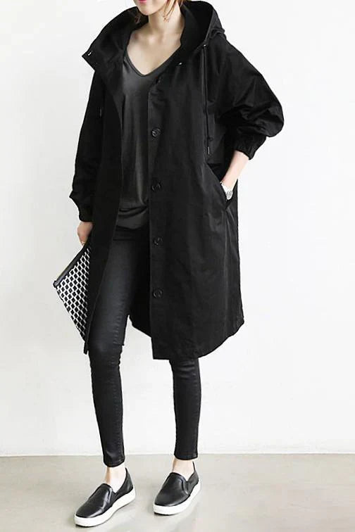 ModeGeist | Trenchcoat mit Kapuze für Frauen Lang, Warm und Perfekt für Den Herbst