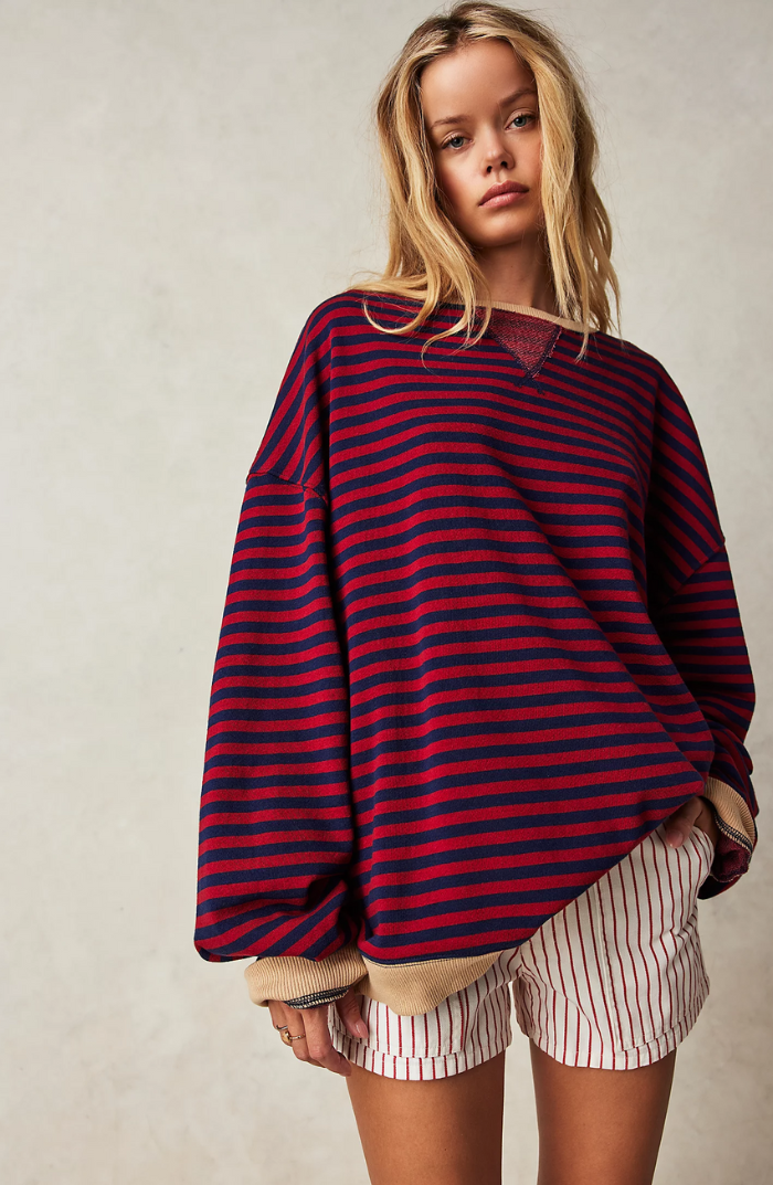 Damen-Sweatshirt: Lässiger Streifenlook mit farblichen Akzenten von Fudus