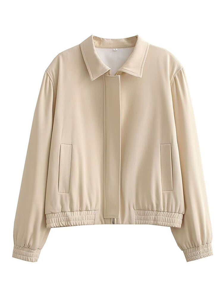 Trendige Oversize-Bomberjacke mit Kragen von Avelena für Damen