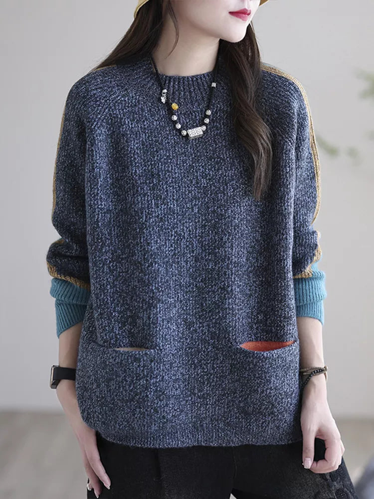Damen Sweatshirt mit Taschen im eleganten Vintage-Stil von Fudus