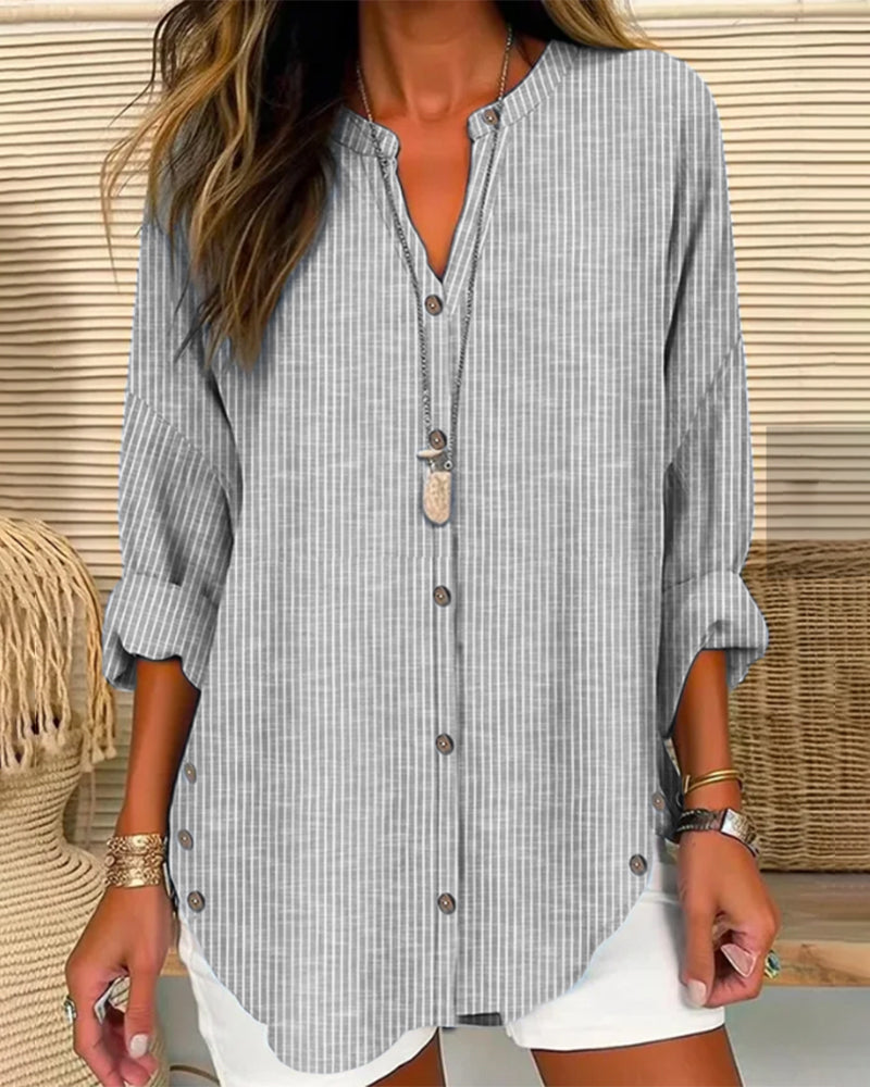 Shirt mit V-Ausschnitt und Streifen