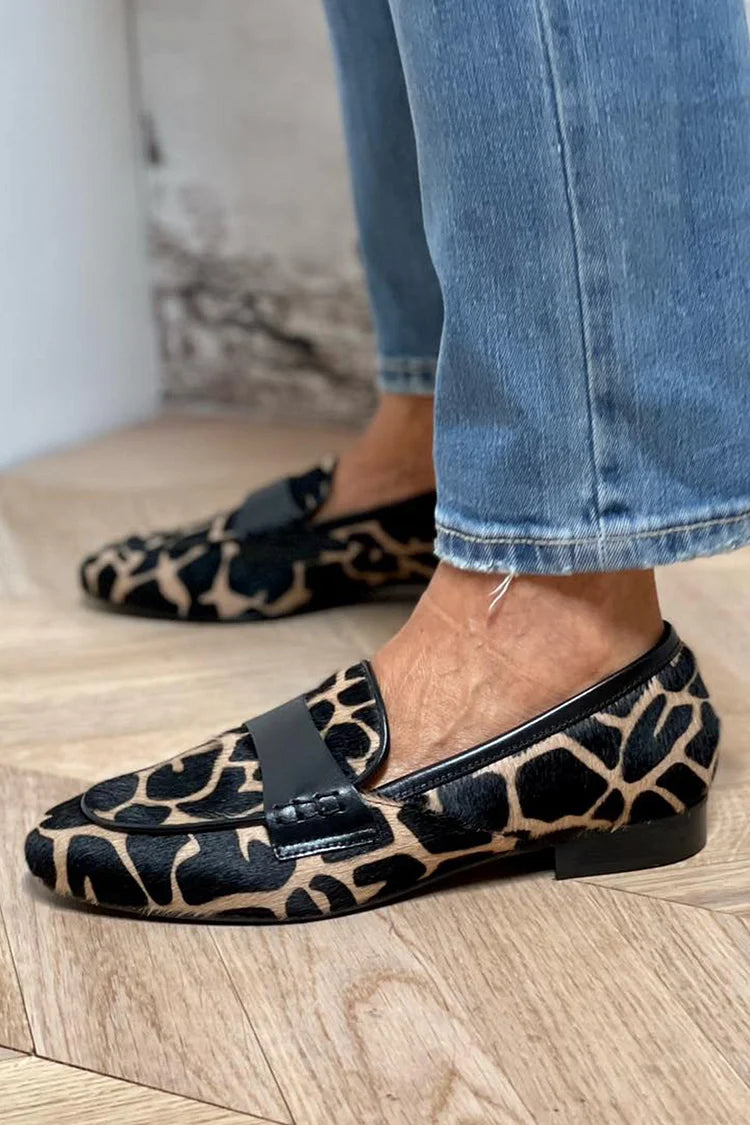 MODEGEIST Damen Loafer Animalprint Braun
