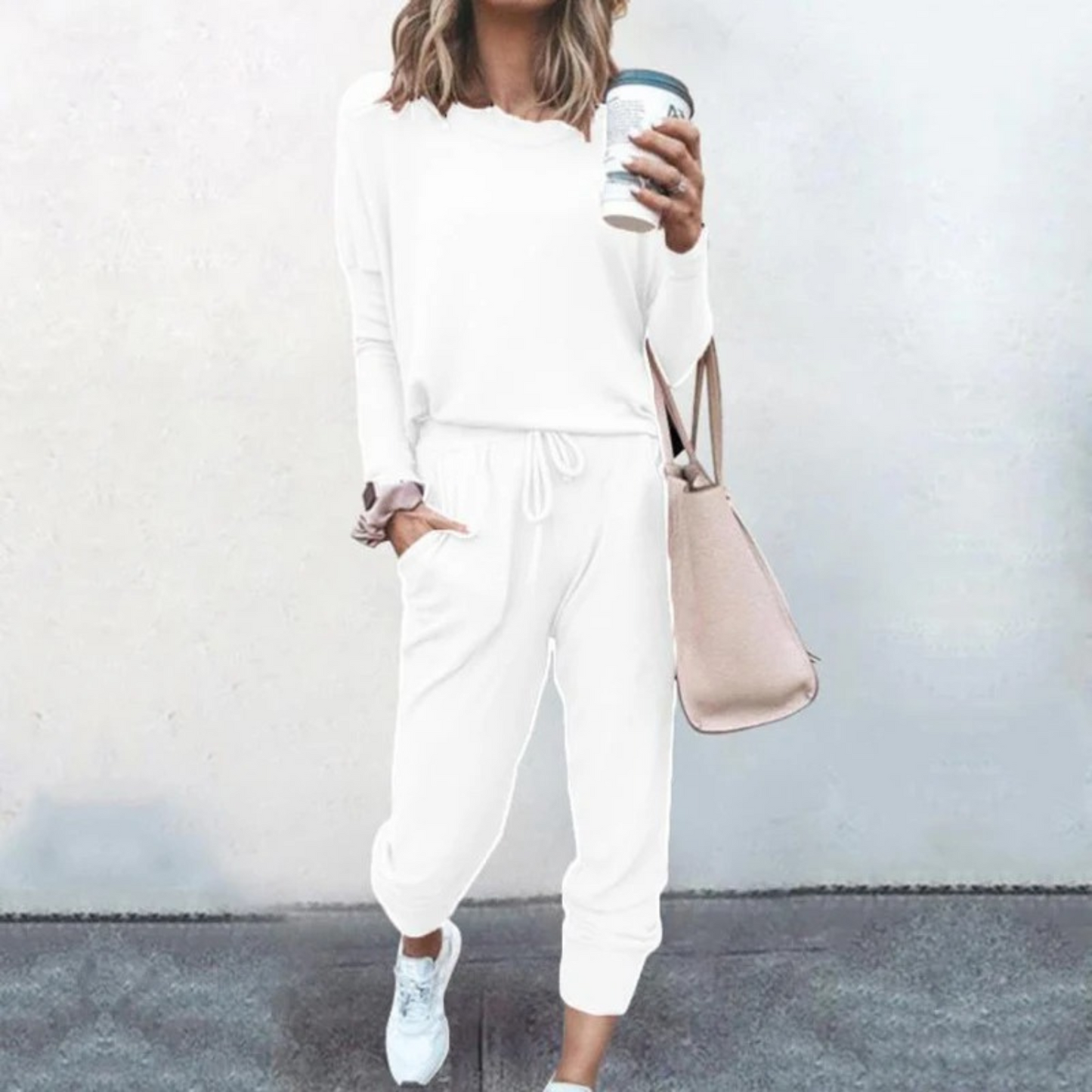 MODEGEIST Damen Jogging-Set Lounge Verstellbare Taille Weicher Stoff