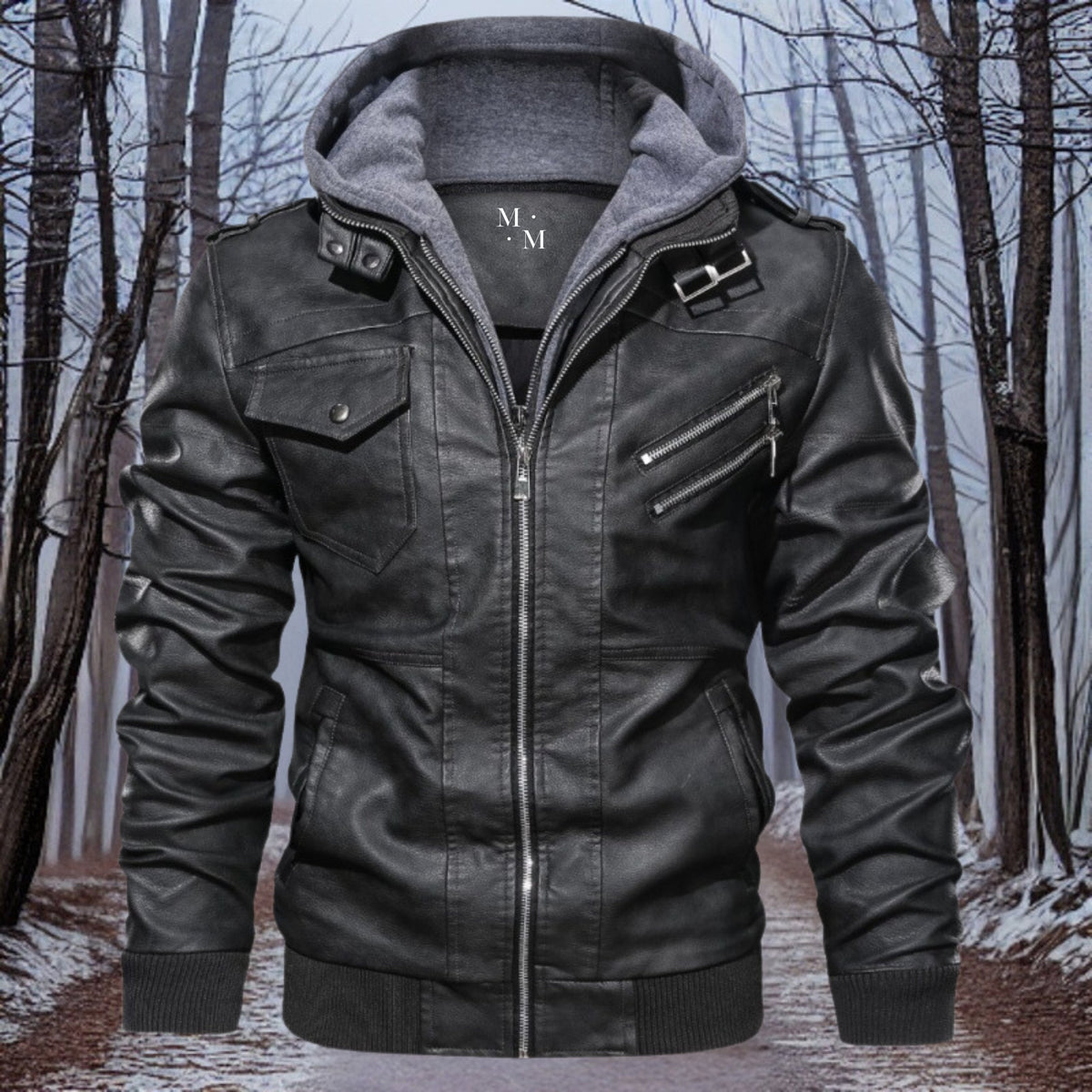 Hochwertige Rambo Lederjacke mit Kapuze