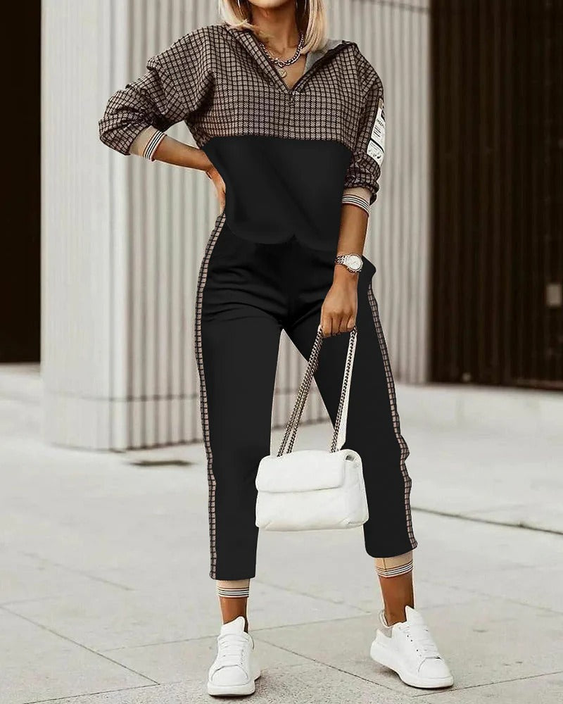 Sana Damen-Anzug: Elegantes Kapuzentop & Hose mit Kordelzug
