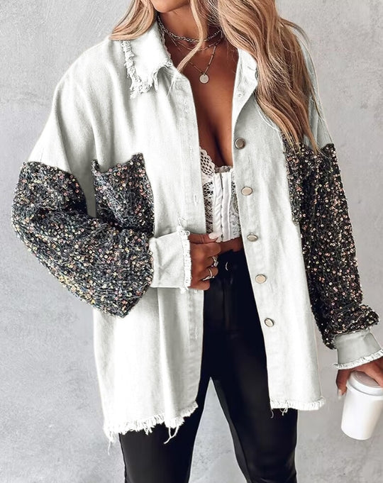 Amaya Jacke: Langarm mit kontrastierenden Pailletten
