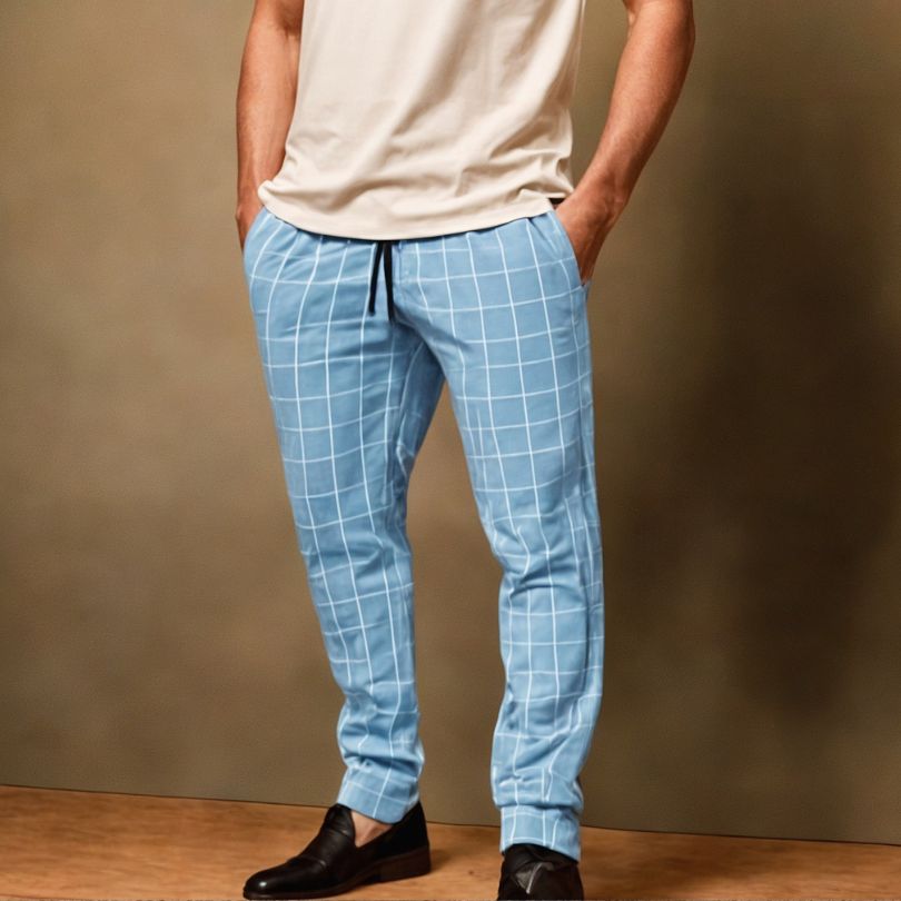 Bequeme Herren-Alltagshose im Karo-Design