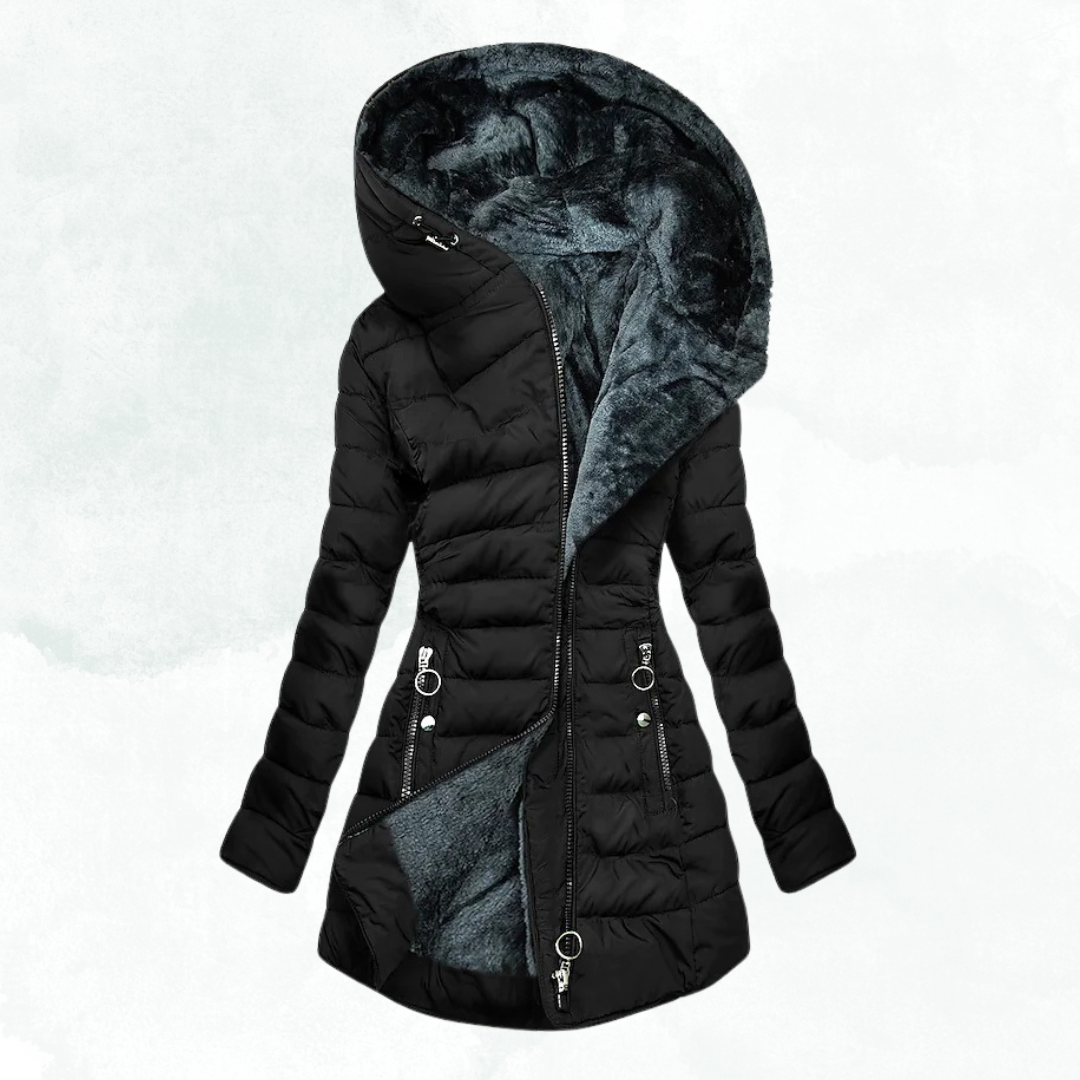 MODEGEIST Damen Wintermantel Kunstfell-Futter Elegant Warm