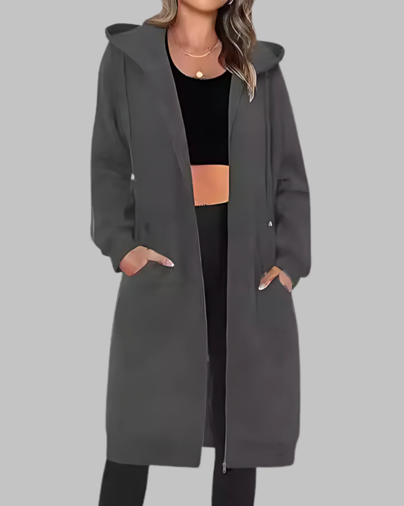 ModeGeist | Lässige Zip-Up Übergroße Lange Jacke
