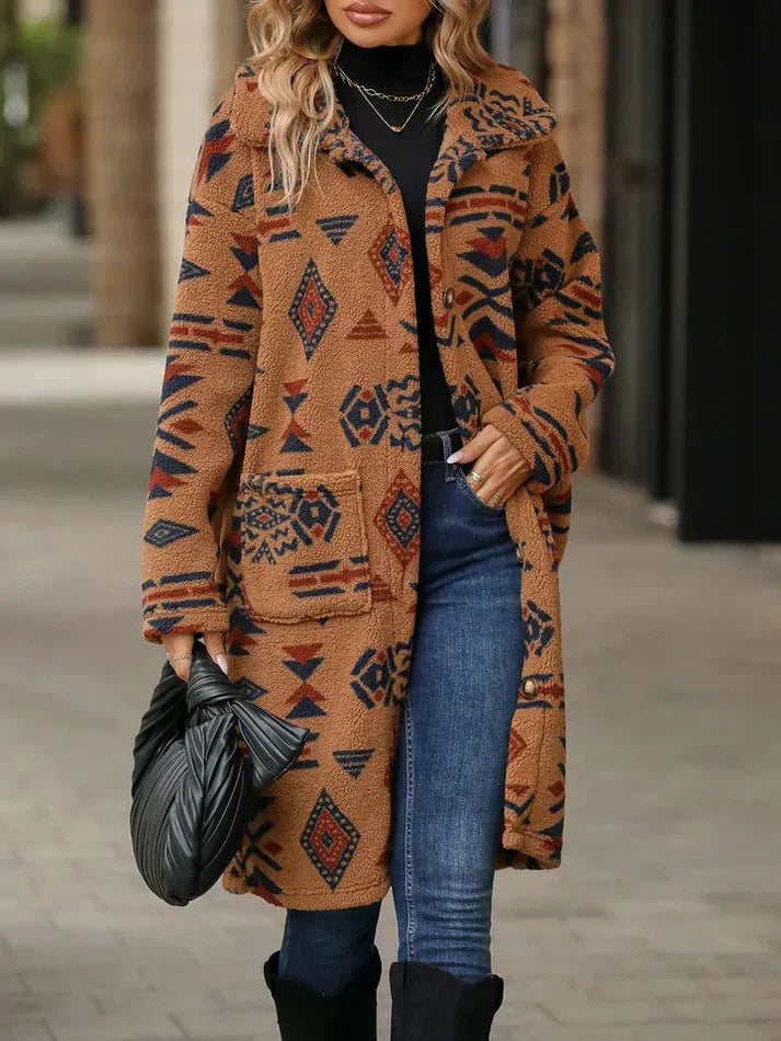 ModeGeist | Wintermantel mit Stylischem Print für Kalte Tage