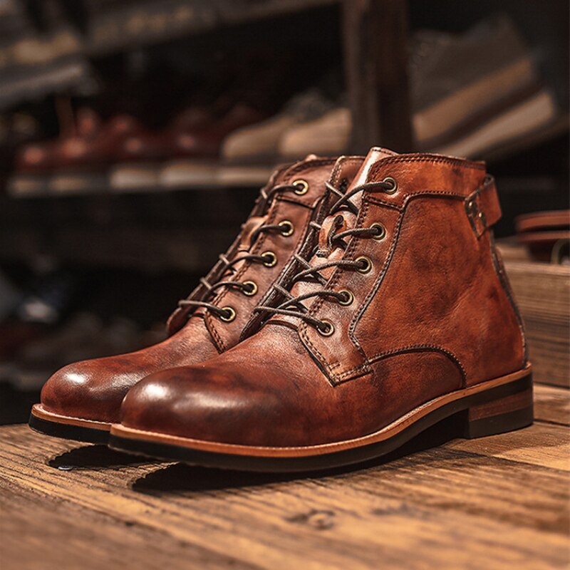 ModeGeist | Lederstiefel für Männer mit Robuster Sohle