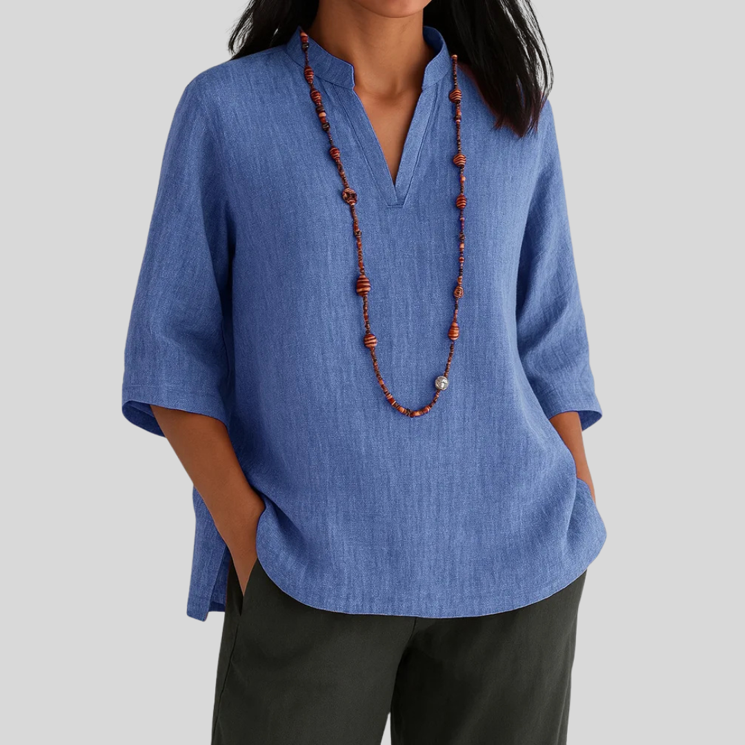 MODEGEIST Damen Bluse Relaxed Fit Hellgrün Leicht