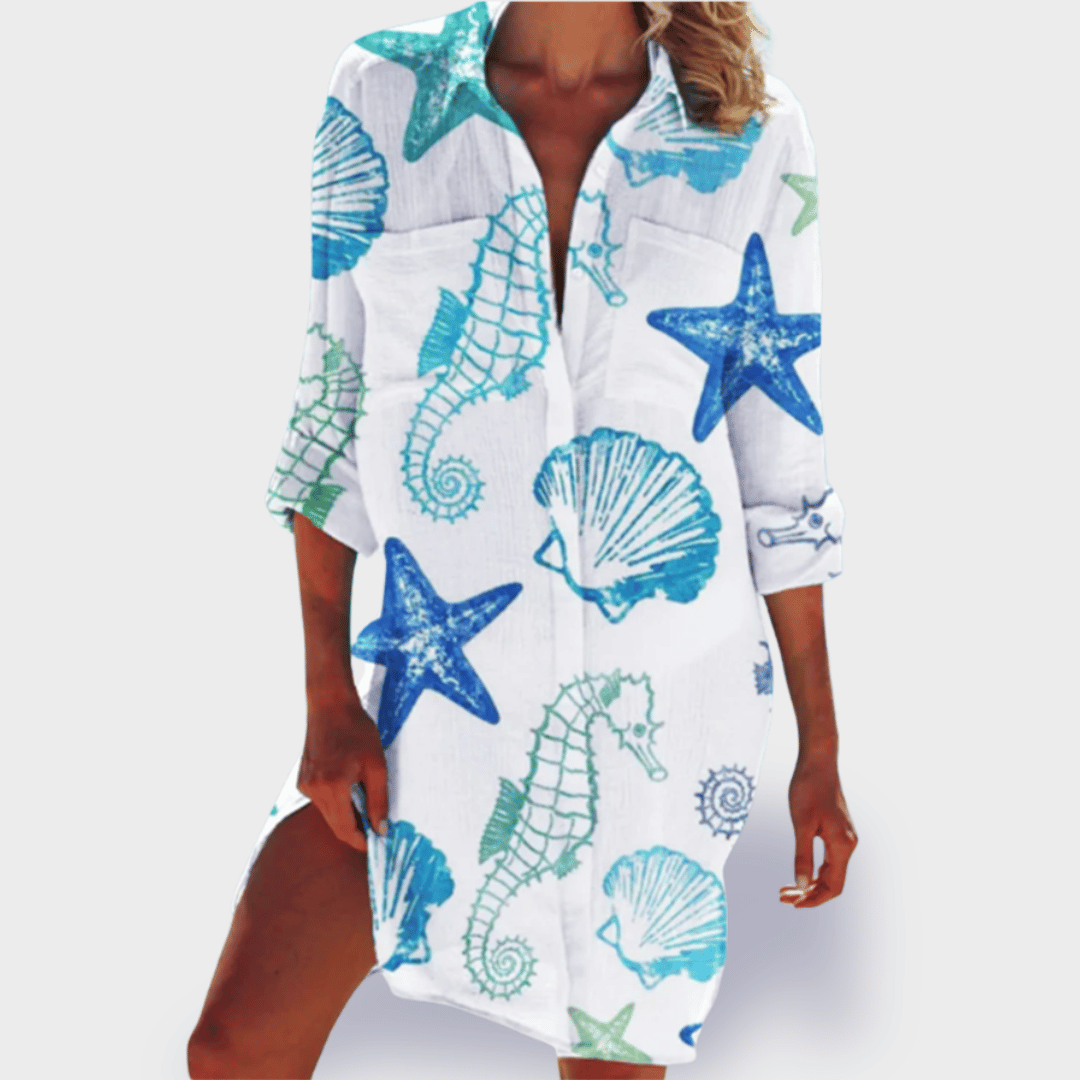 MODEGEIST Damen Fließendes Kleid Lebendiges Design Leichter Stoff