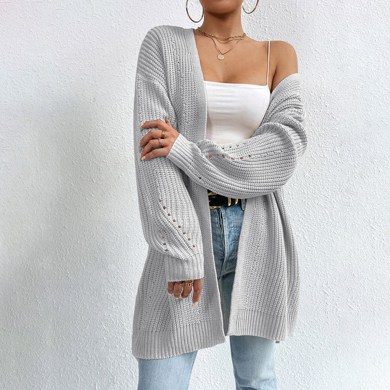 ModeGeist | Einfarbige Elegante Strickjacke mit Taschen