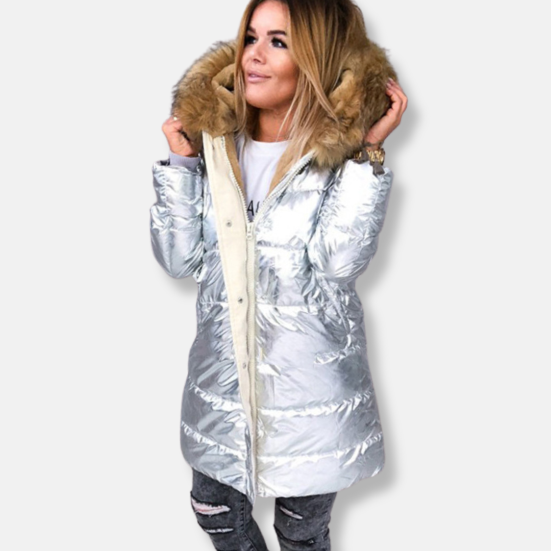 ModeGeist | Nylon Parka Jacke | Fellbesatz Gesteppte Jacke
