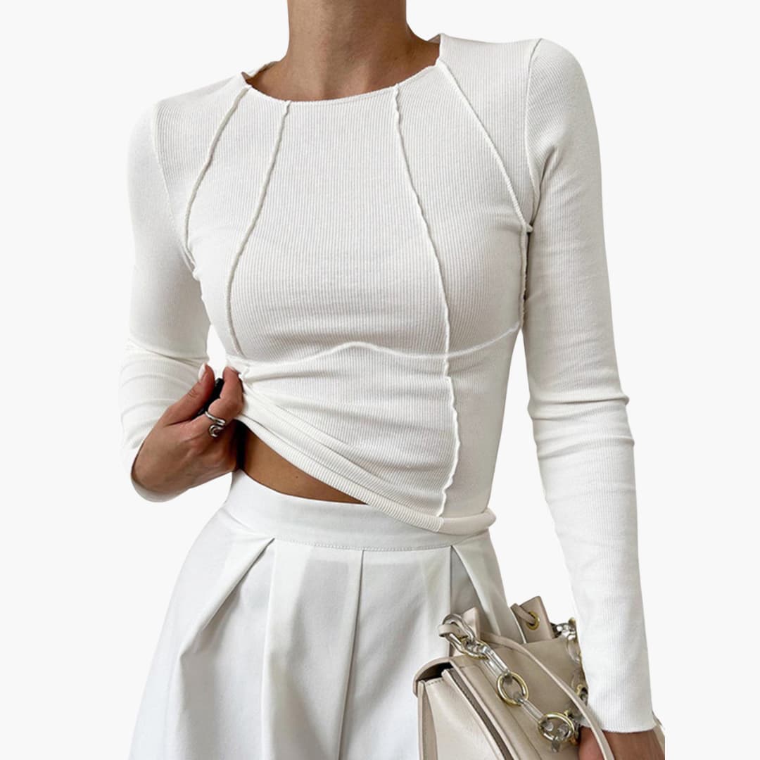 MODEGEIST Damen Langarm-Oberteil Figurbetonend Stretch