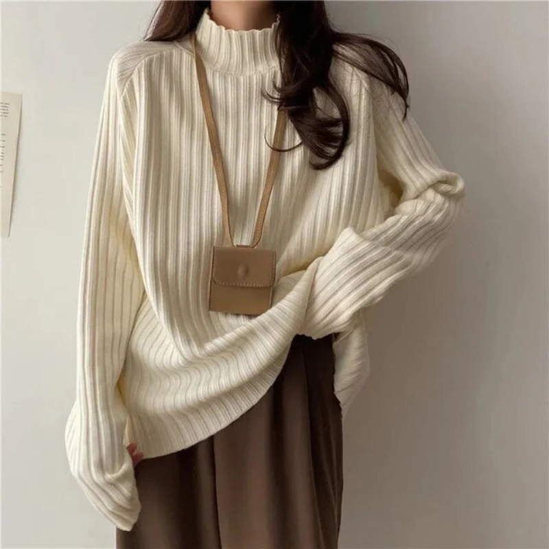 ModeGeist | Pullover mit hohem Kragen für Frauen Lang