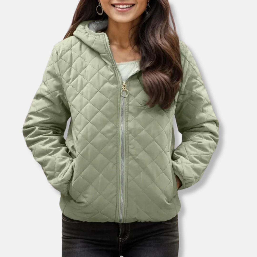 ModeGeist | Gepolsterte Jacke - Lockere Passform - Diamantsteppung - Kapuze - Elastischer Saum
