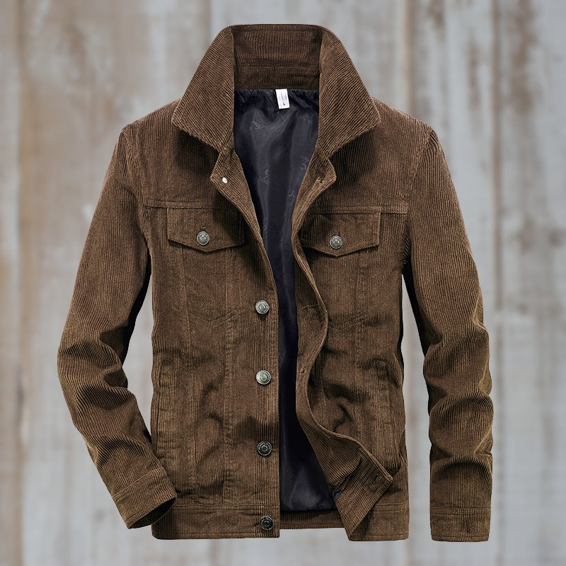 ModeGeist | Cordjacke mit Knopfverschluss Baumwollmischung Zeitloses Design