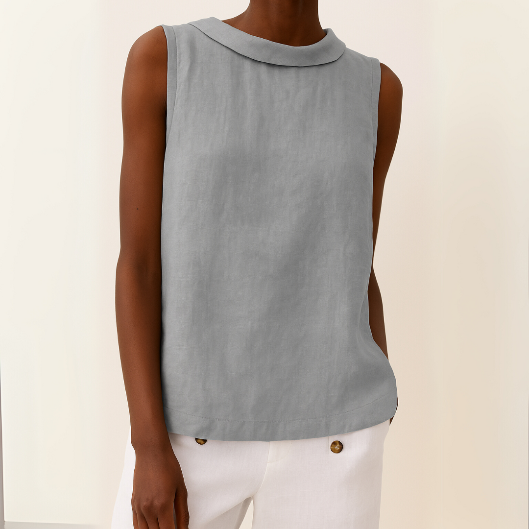 MODEGEIST Damen Ärmellose Bluse Rollkragen Weiß