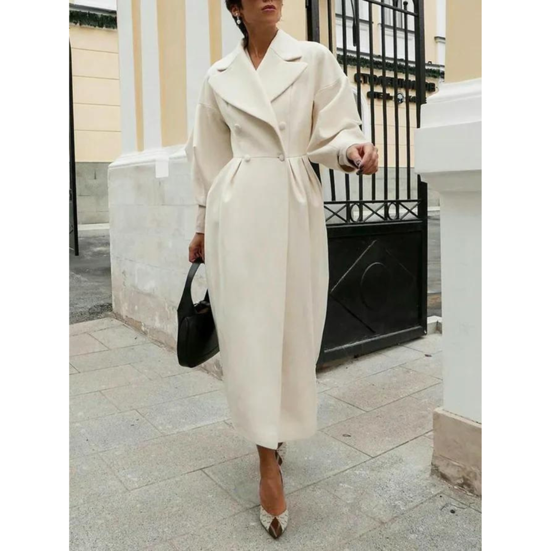 ModeGeist | Trenchcoat - Wollmischung - Doppelreiher - Langer und Eleganter Schnitt