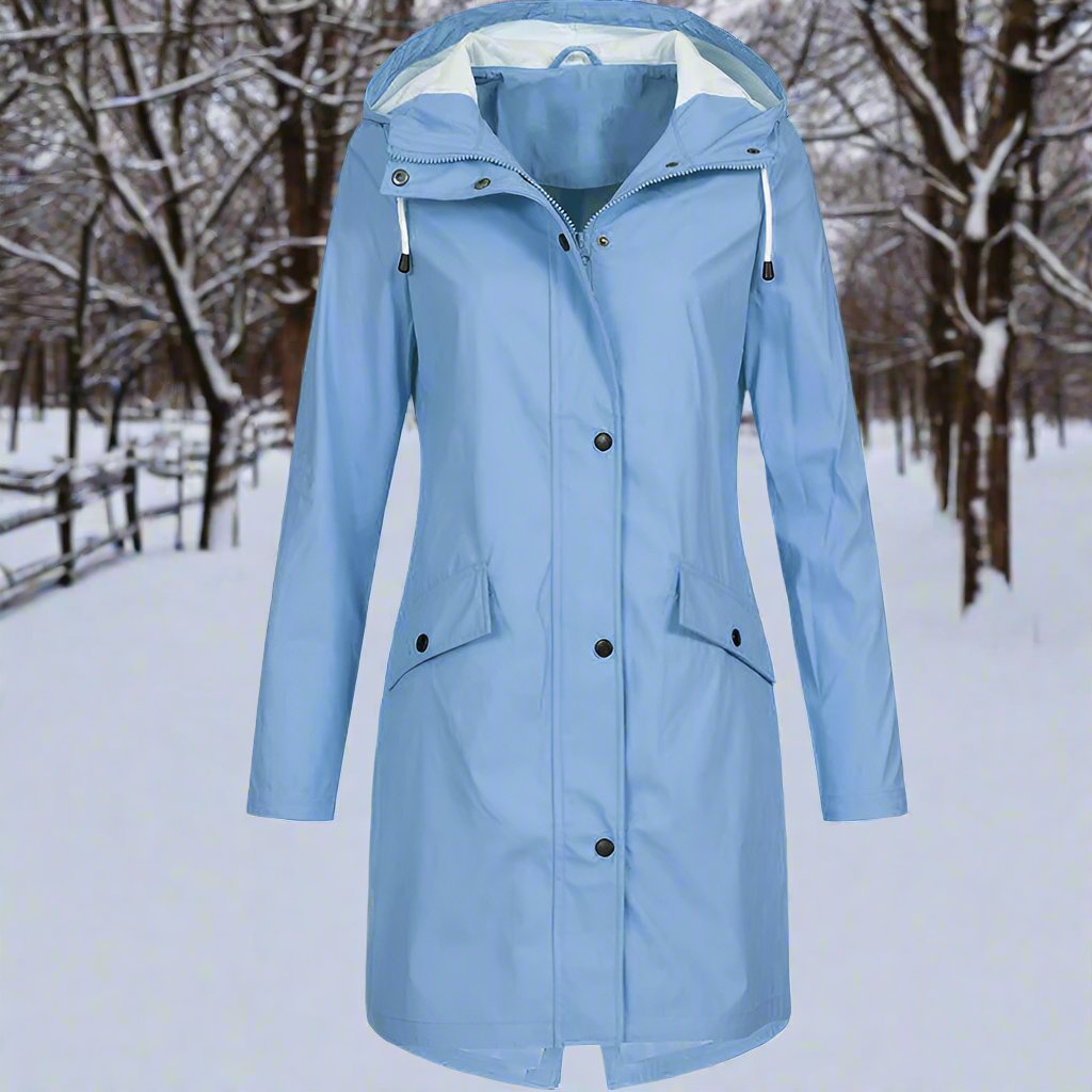 ModeGeist | Kapuzen-Regenjacke - Lockere Passform Mid-Thigh Regenjacke