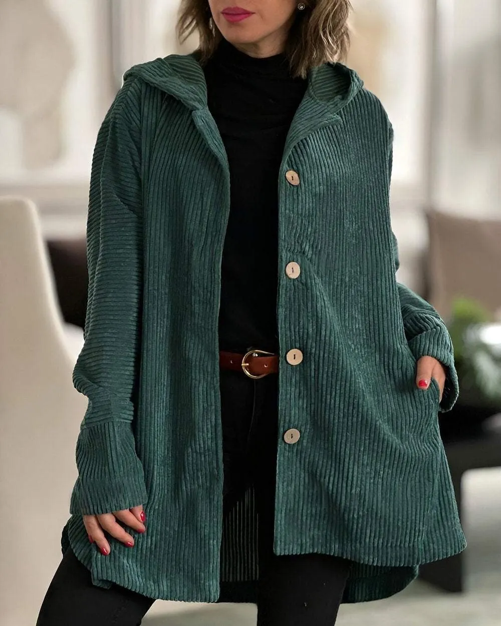 ModeGeist | Oversize Kapuzenpullover mit Knöpfen für Damen Ideal für den Alltag
