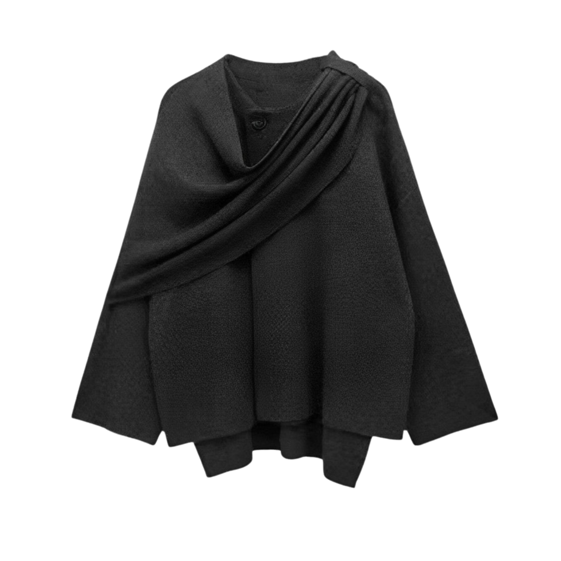 MODEGEIST Damen Cape Mantel Grau Offen Vorne Elegant