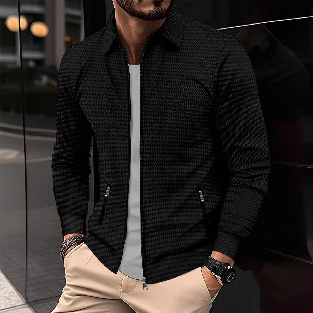 ModeGeist | Moderne Jacke mit Reißverschlusstaschen für Herren