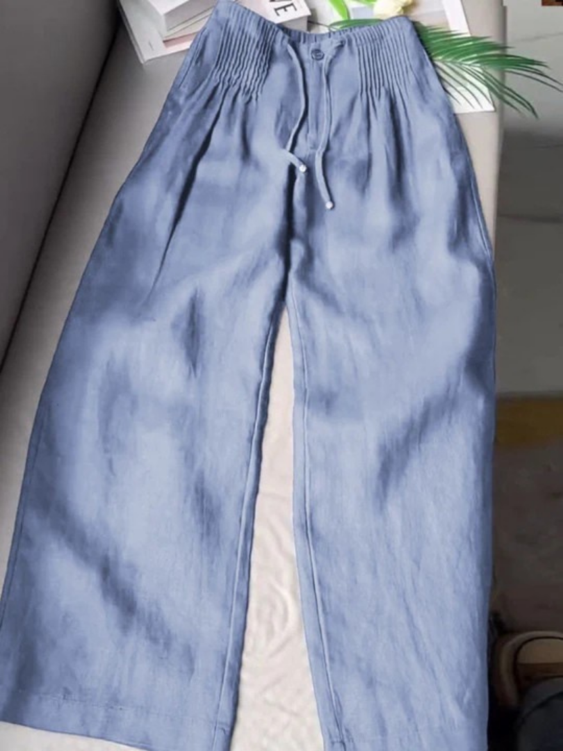 MODEGEIST Damen Wide-Leg Hose Elastikbund Leicht Fließend Entspannt