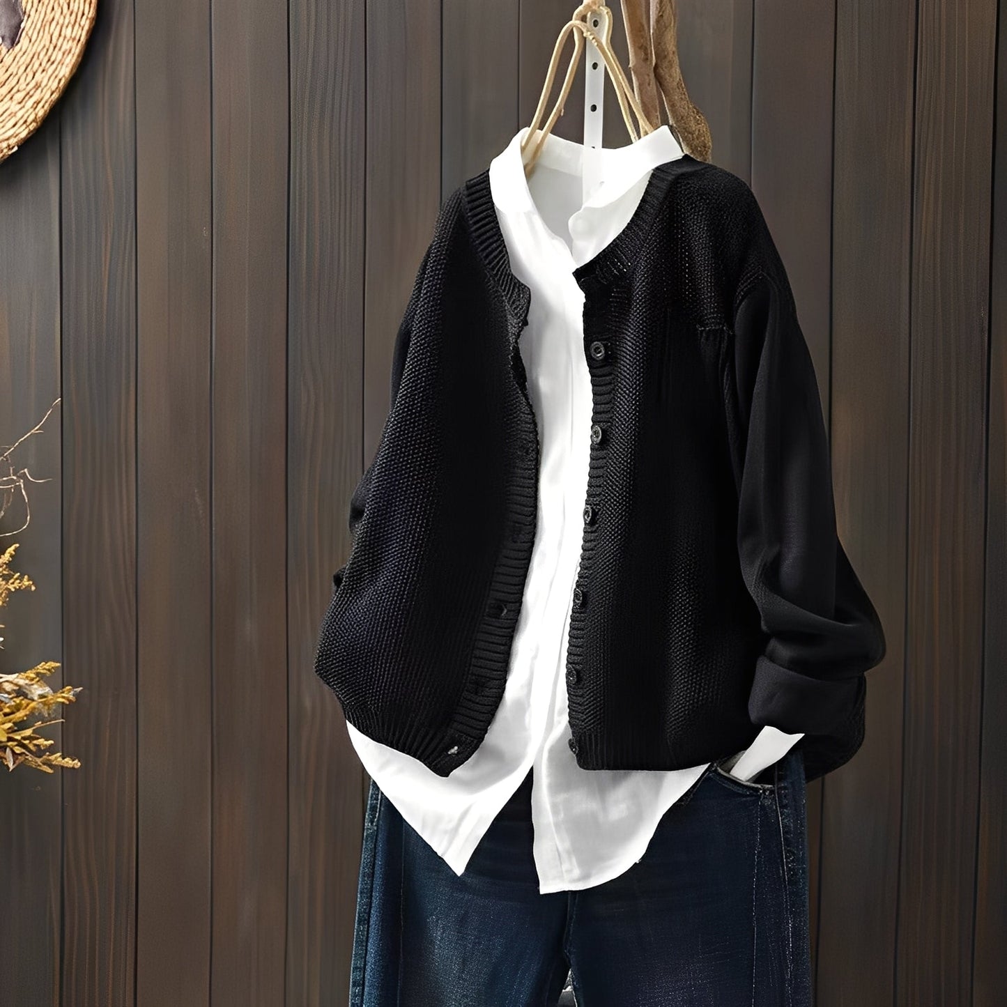 ModeGeist | Klassische, locker sitzende Strickjacke für Frauen