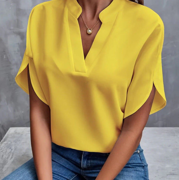 Damen-Chiffonbluse mit V-Ausschnitt von Fudus für den Sommer