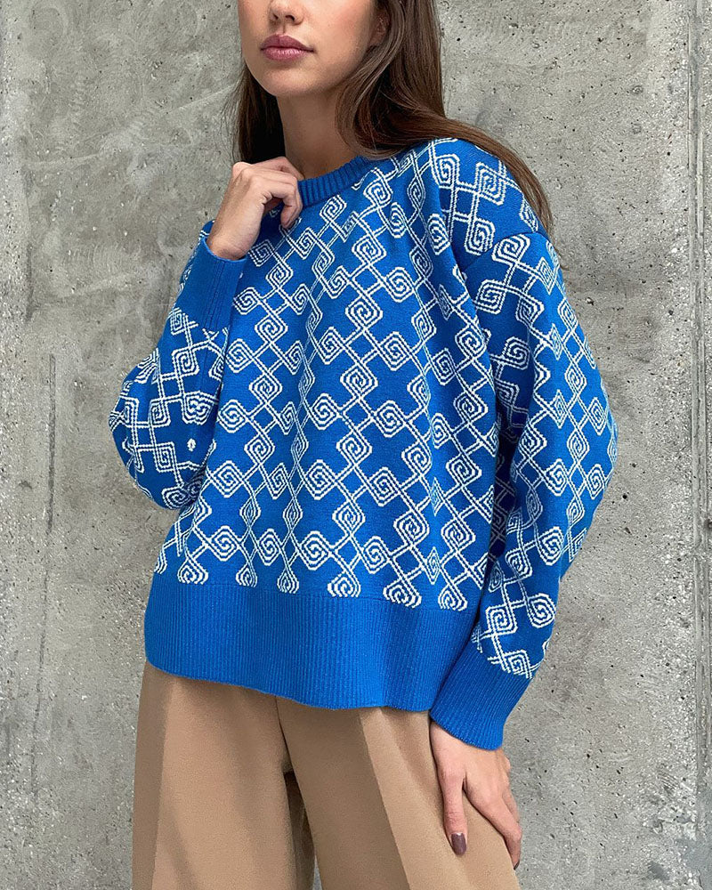 ModeGeist | Muster Strickpullover Weich und Trendy Statement-look