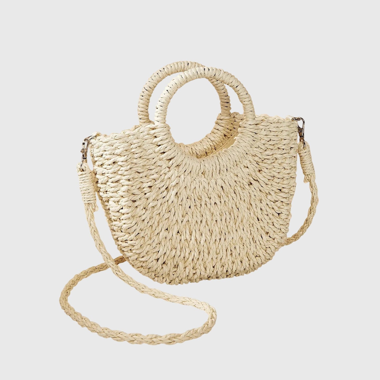 MODEGEIST Damen Handtasche Umweltfreundlich Rund-Henkel Geflochten