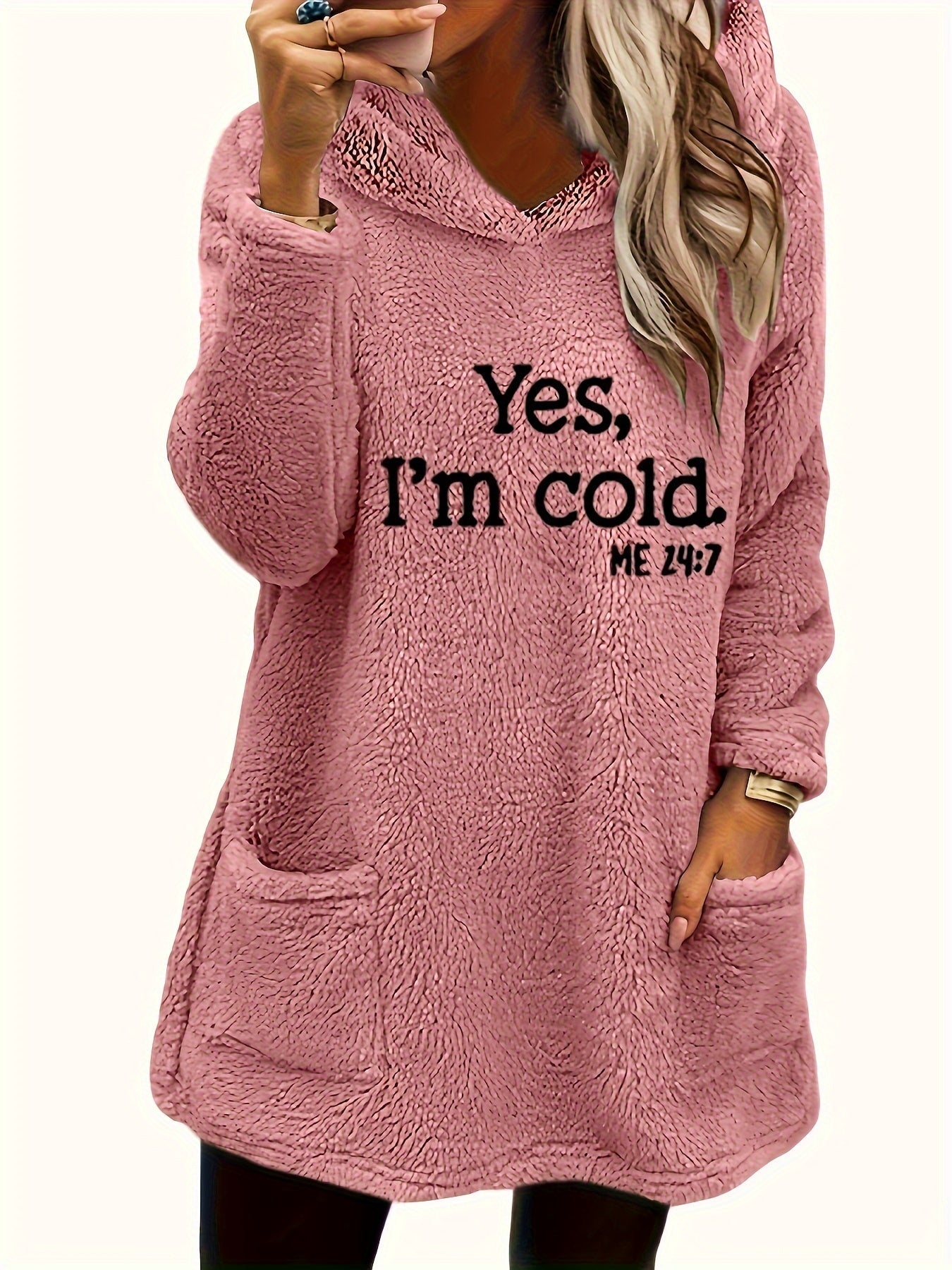 ModeGeist | Langer Hoodie mit Print Fleece Wärme und Komfort