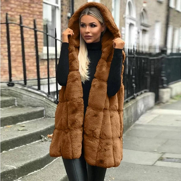 ModeGeist | Weiche Faux-fur-weste mit Kapuze Warm und Stilvoll Perfekt für Layering