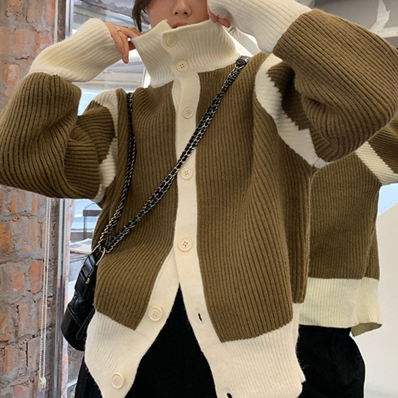 ModeGeist | Kontrast Strickcardigan Weich und Warm Moderner Stil