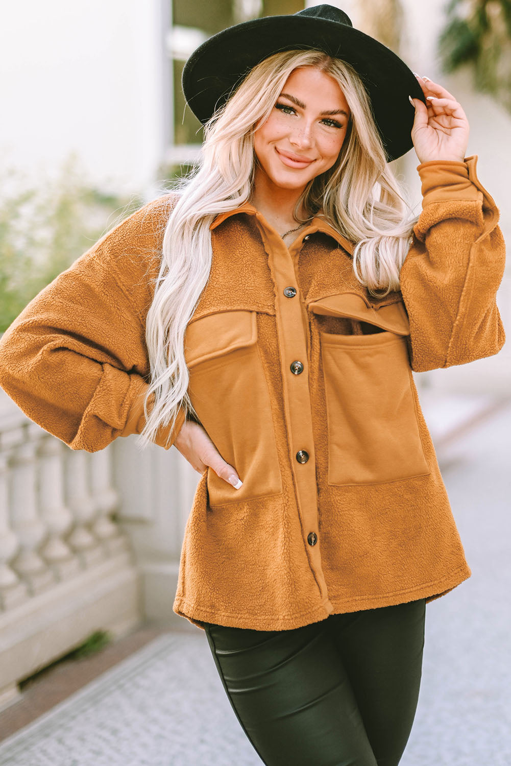 ModeGeist | Weiche Teddyjacke mit Großen Taschen Polyester Warm und Modern
