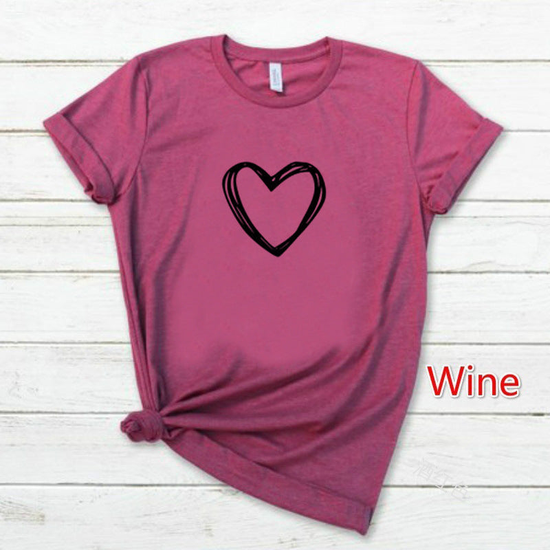 Damen T-Shirt mit kurzen Ärmeln von Fudus, Herzmuster