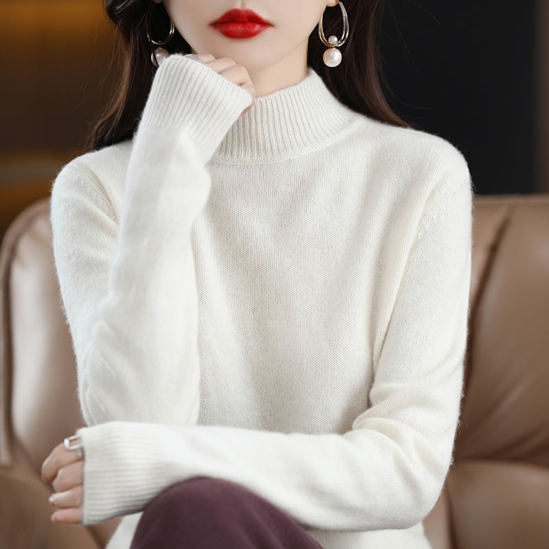 RAQUEL: Grobstrickpullover mit hohem Kragen