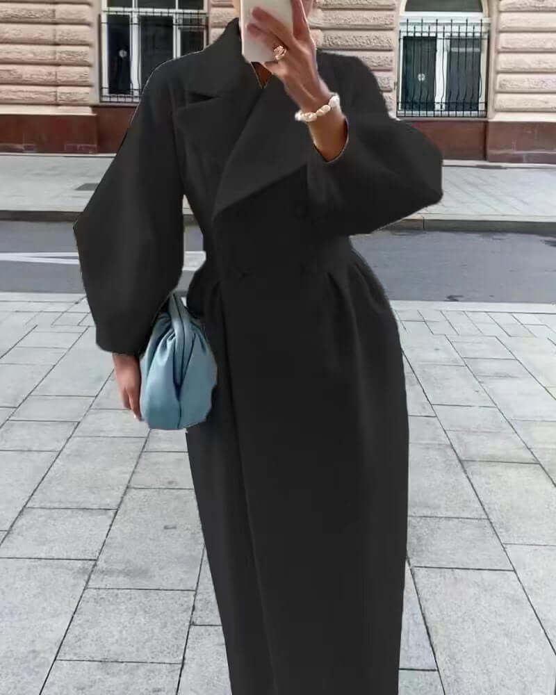 ModeGeist | Damen Stilvoll Laternenärmel Lange Mantel