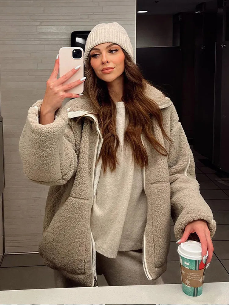 ModeGeist | Teddymantel für Frauen - Winter