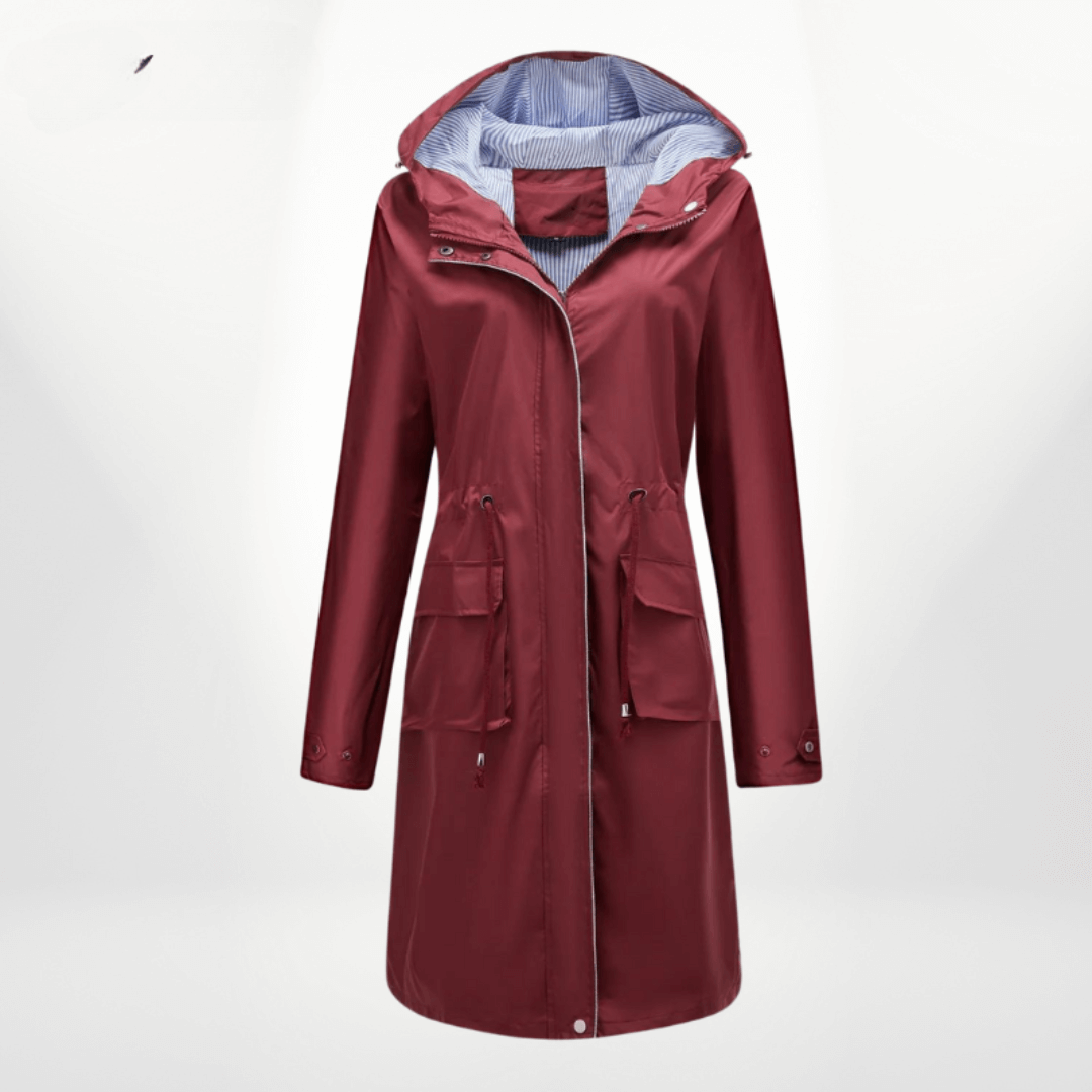 ModeGeist | Damen wasserdichter Über-Knie-Trenchcoat