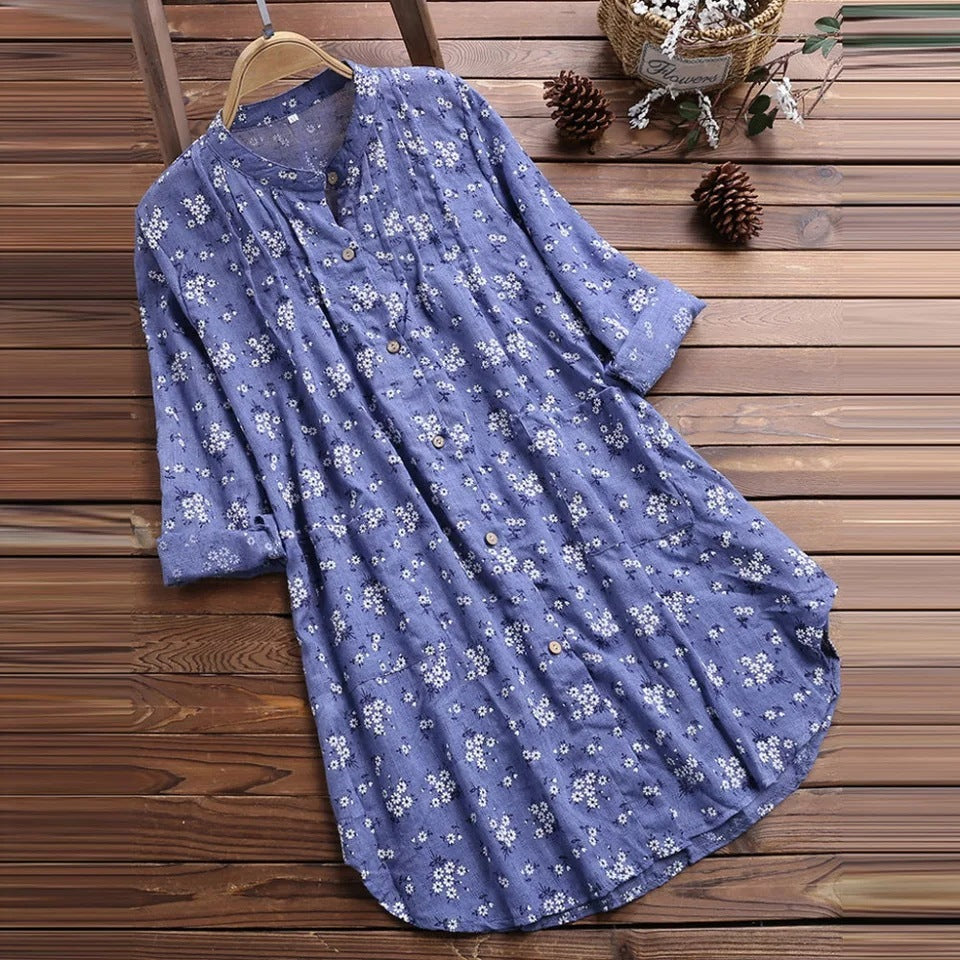 Baumwoll-Leinen Bluse für Damen - Sommer - Fudus