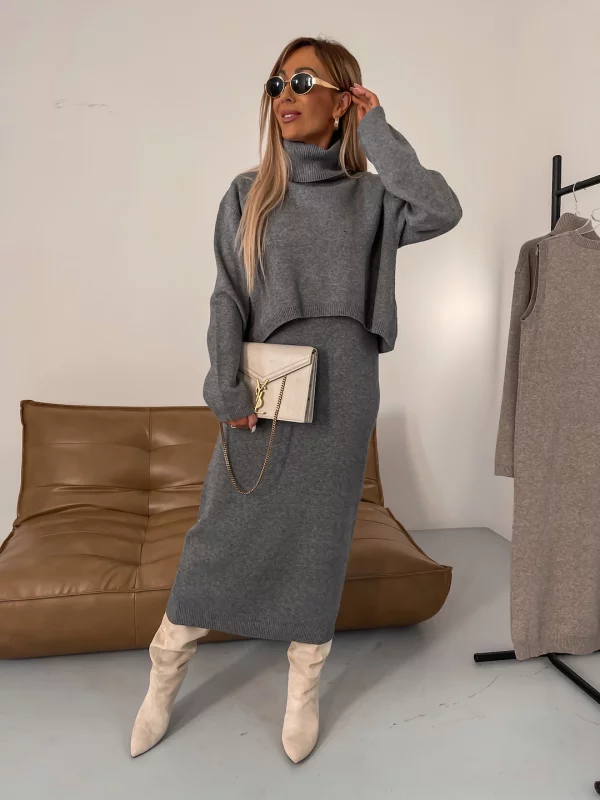 ModeGeist | Bequemes Strick Damen Satz mit Rollkragenpullover