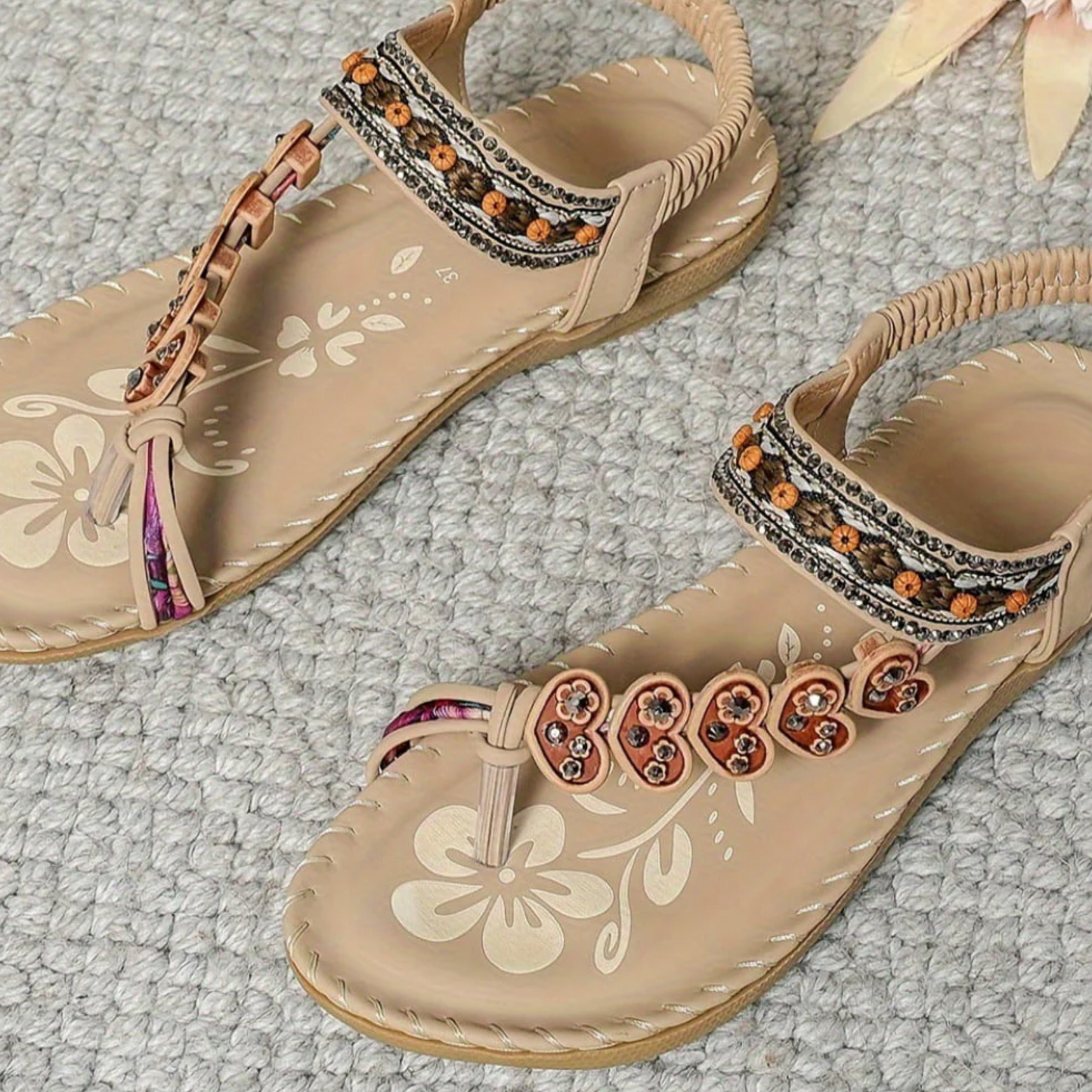 MODEGEIST Damen Sandalen Boho-Style Gepolstert Sommer Strand